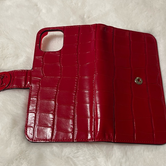 Christian Louboutin Red Leather iPhone Case w/Card Slots & Metal Snap Closure - Picture 4 of 13